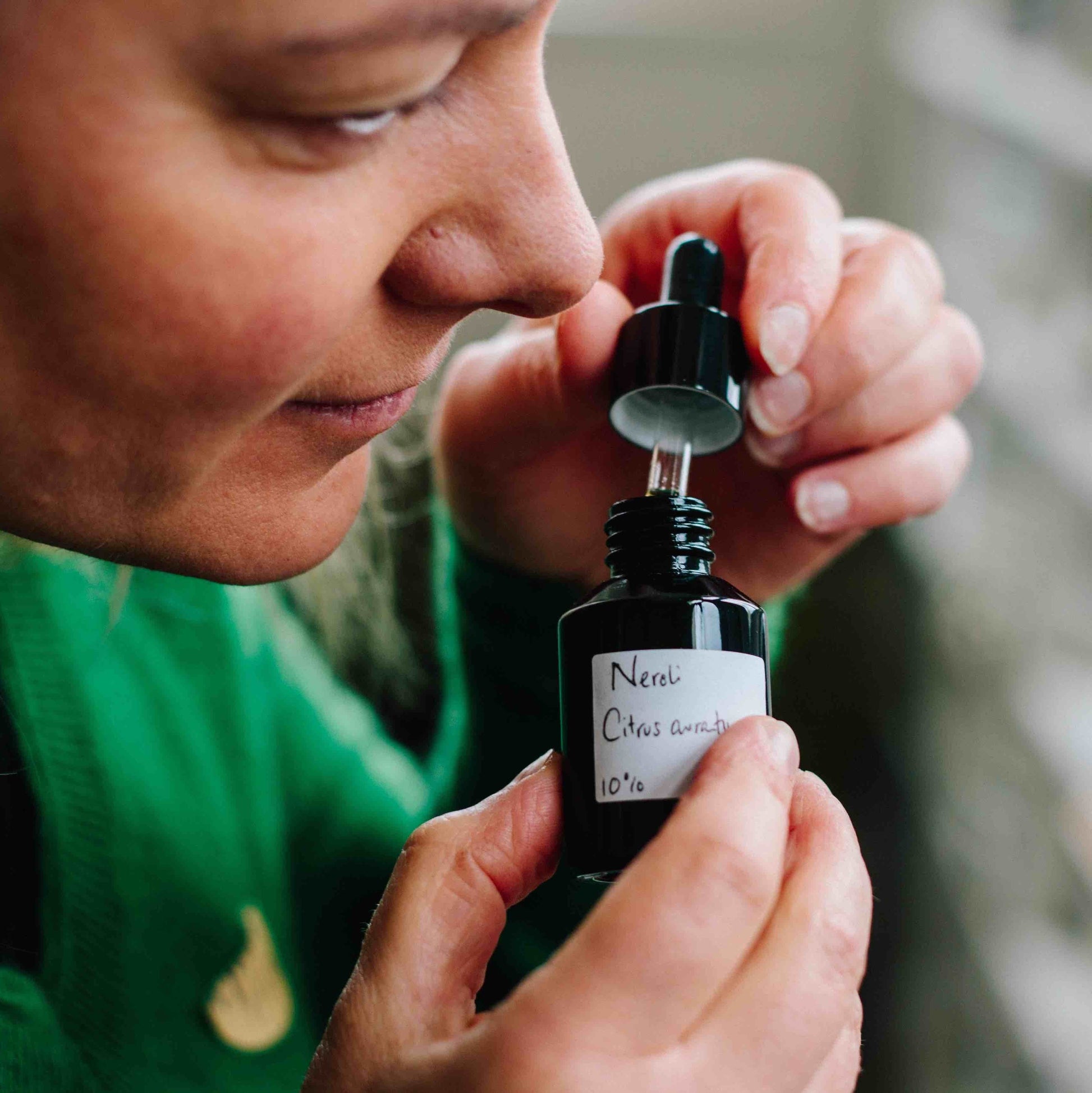Person smelling Neroli dillution
